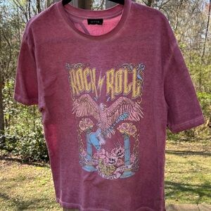 Zutter Women's Short Sleeve Rock & Roll Graphic Tee - Dusty Rose
